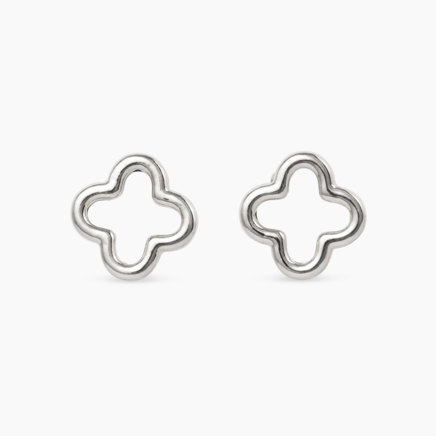 Chloe Open Clover Outline white Gold Earrings