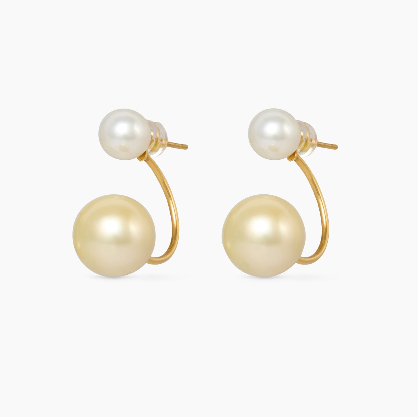 Curved Double Studs South Sea Pearl Earrings