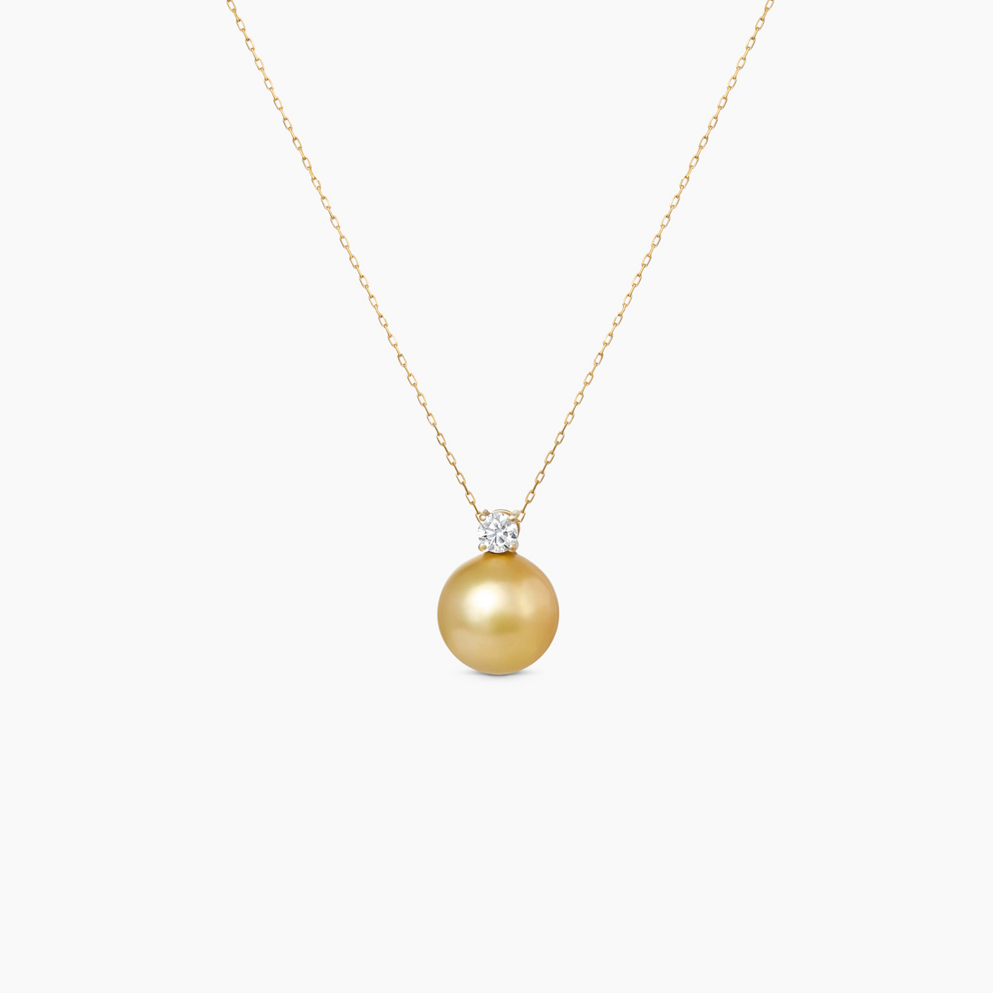 Elsa South Sea Champagne Pearl with Solitaire Diamond Necklace