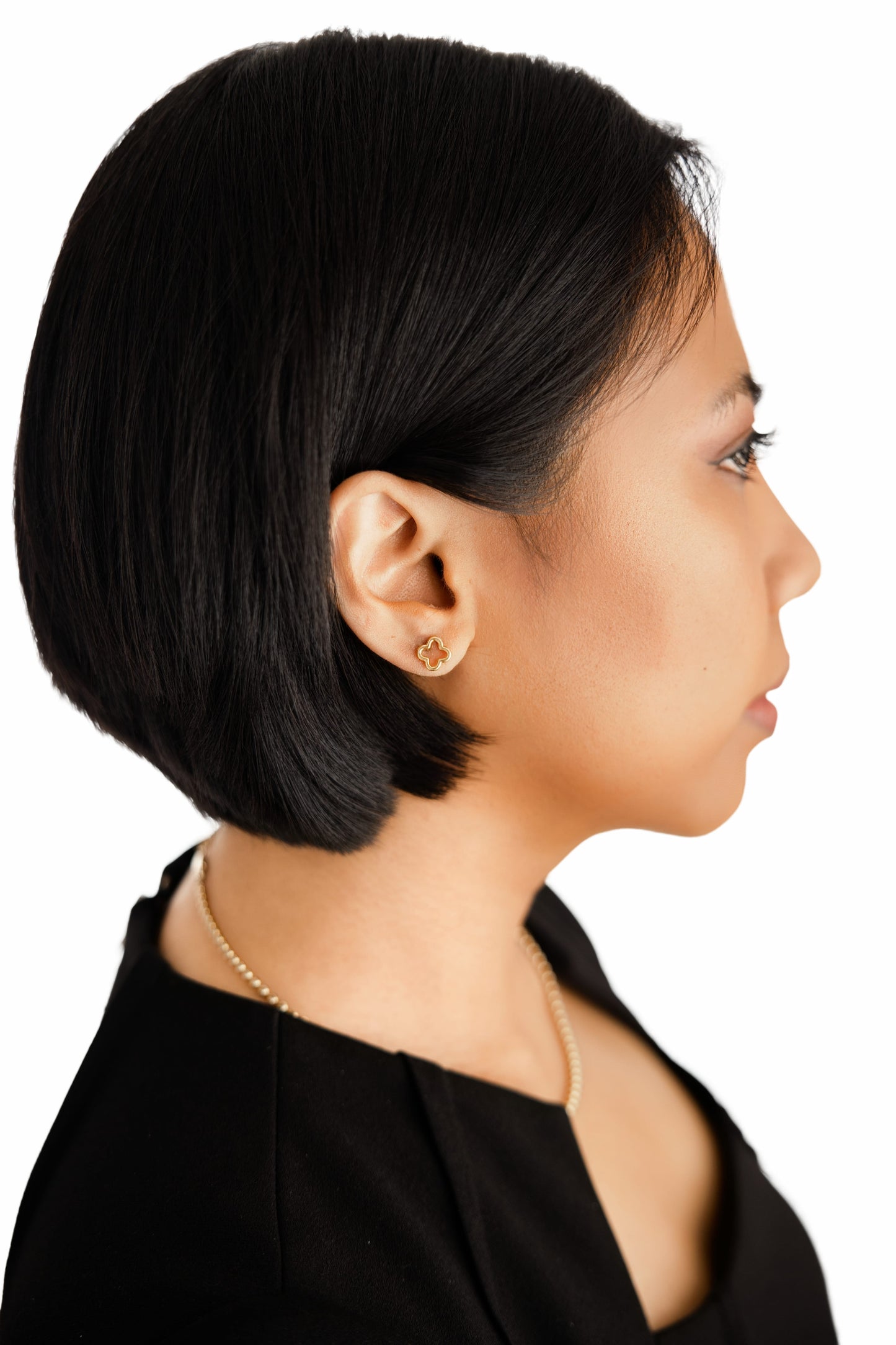 Chloe Open Clover Outline Gold Earrings