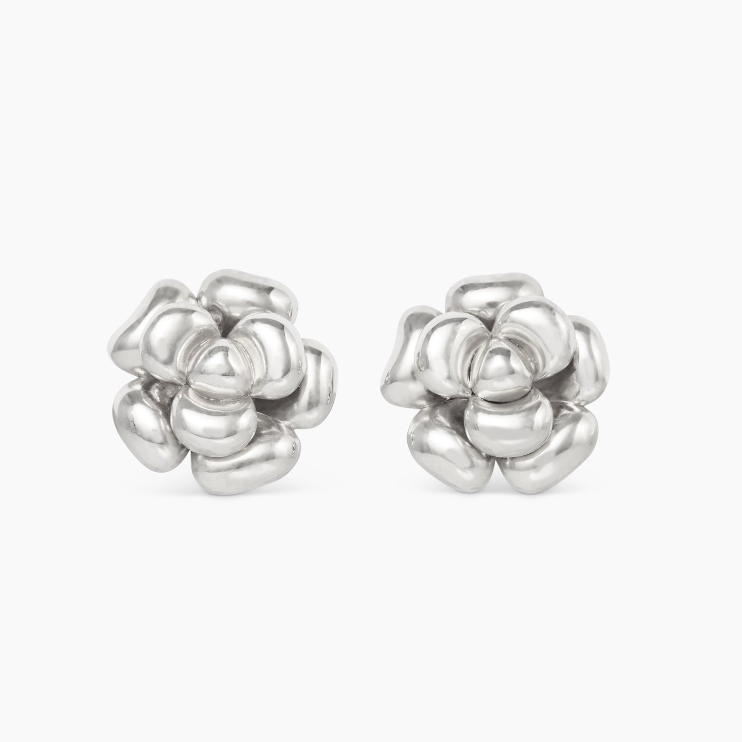 women gold and silver petite camellia flower earrings