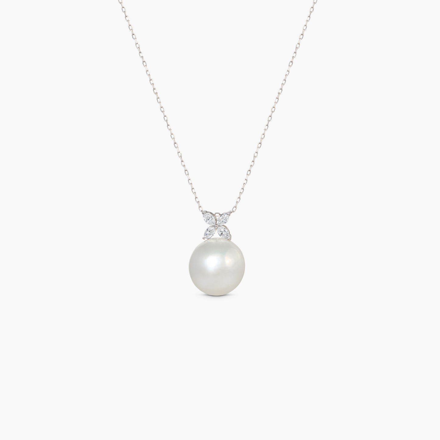 Clover Flower Diamond South Sea Pearl Necklace