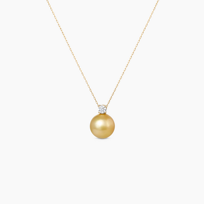 Elsa South Sea Champagne Pearl with Solitaire Diamond Necklace
