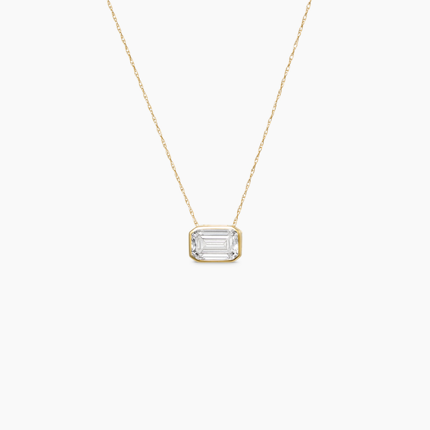 Erika Emerald Cut Bezel Diamond Pendant