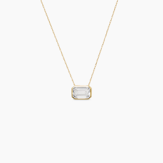 Erika Emerald Cut Bezel Diamond Pendant