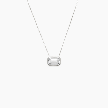 Erika Emerald Cut Bezel white Diamond Pendant