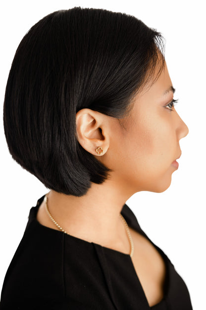 Chloe Open Clover Outline Gold Earrings
