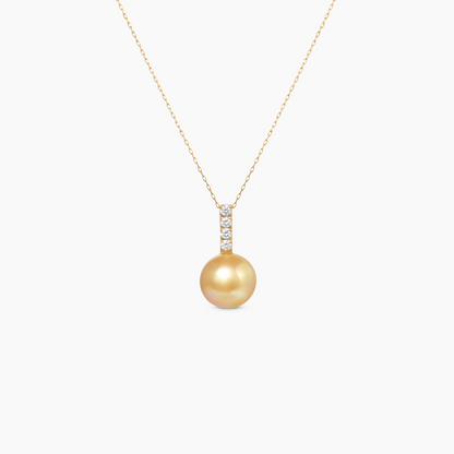 Leia South Sea Champagne Pearl 4diamond pendant