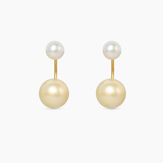 Ophelia Curved South Sea Pearl Earrings with gold